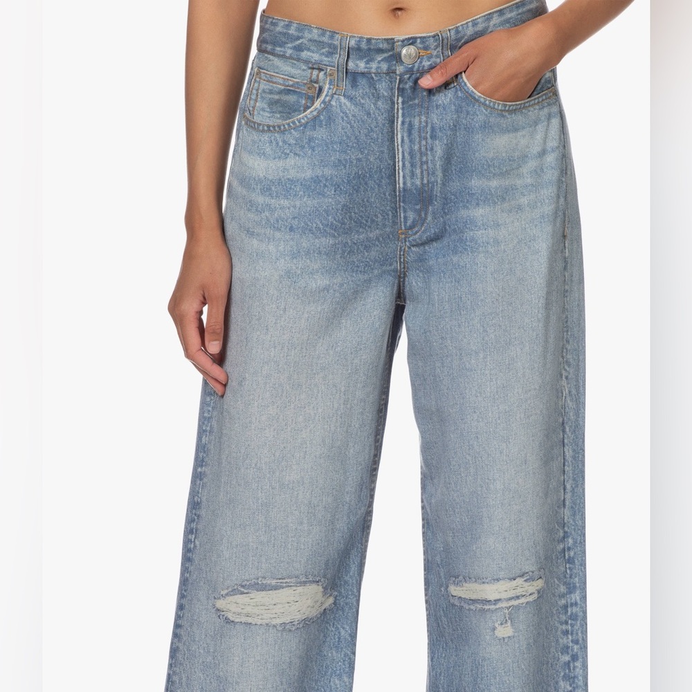 NWT Rag and Bone Dara Liquid Miramar Pant Jean Light/Med Blue Distress Size 25 - Picture 2 of 12